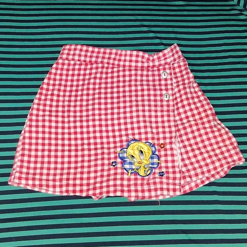 90s Tweety Bird Vintage Plaid Skirt Shorts Looney Tunes